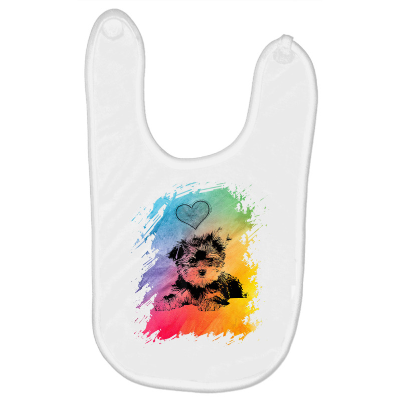 Shirt With Yorkie Dog Motif Colour Gradient Heart Baby Bibs by galloywa | Artistshot