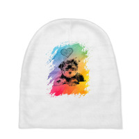 Shirt With Yorkie Dog Motif Colour Gradient Heart Baby Beanies | Artistshot