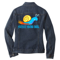 Fastest Racing Snail   Fast Racing Snail Ladies Denim Jacket | Artistshot