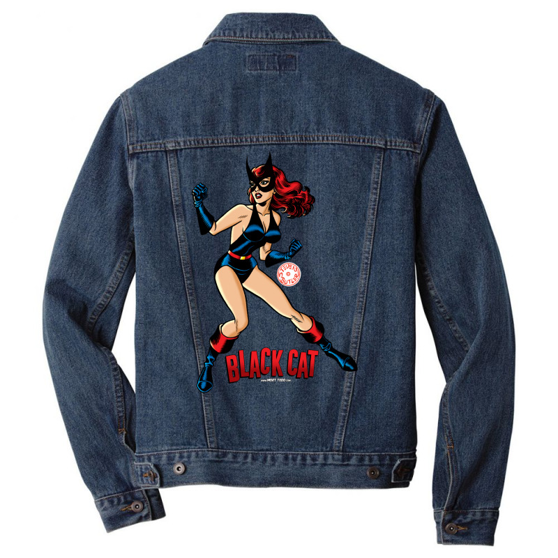 Black Cat Golden Age Superhero Men Denim Jacket | Artistshot