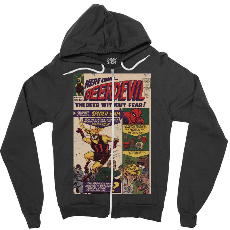 Deerdevil 1 Zipper Hoodie | Artistshot