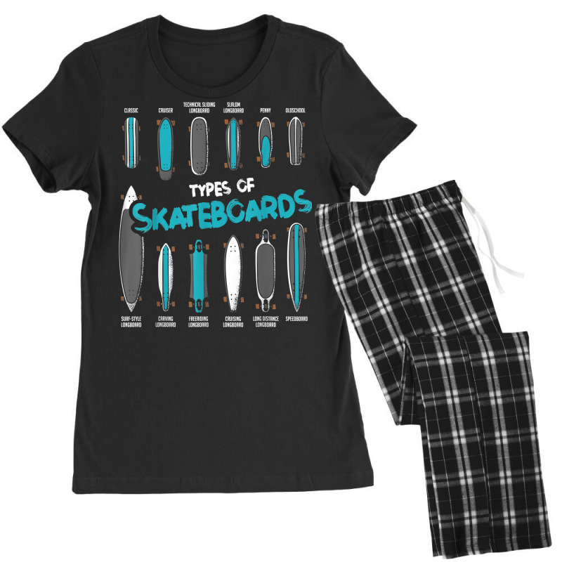 Types Of Skateboards Retro Boy Girl Skateboard Gif Women's Pajamas Set by coyagota | Artistshot