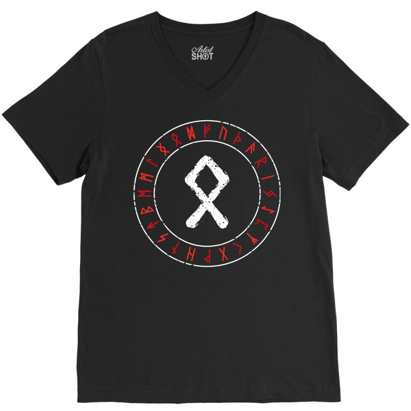 Viking Rune Othala Runic Circle Norse Mythology Ce V-Neck Tee by saterseim | Artistshot