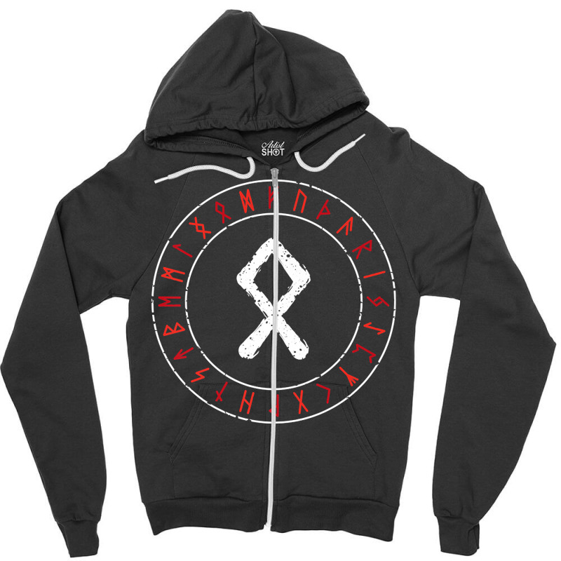 Viking Rune Othala Runic Circle Norse Mythology Ce Zipper Hoodie by saterseim | Artistshot