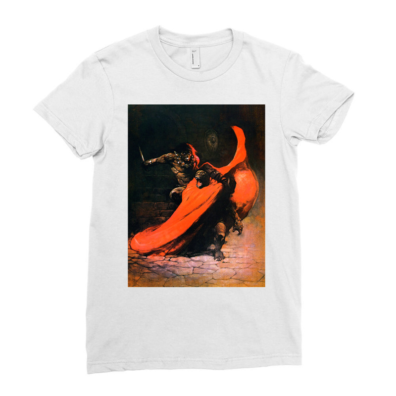 Frank Frazetta   Conan The Barbarian 1 Ladies Fitted T-Shirt by wollapgali | Artistshot