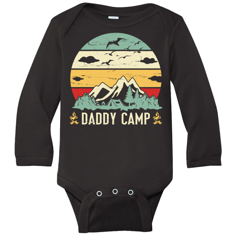 Mountain Tree Campfire Happy Camping Day Daddy Cam Long Sleeve Baby Bodysuit by DonoArt | Artistshot