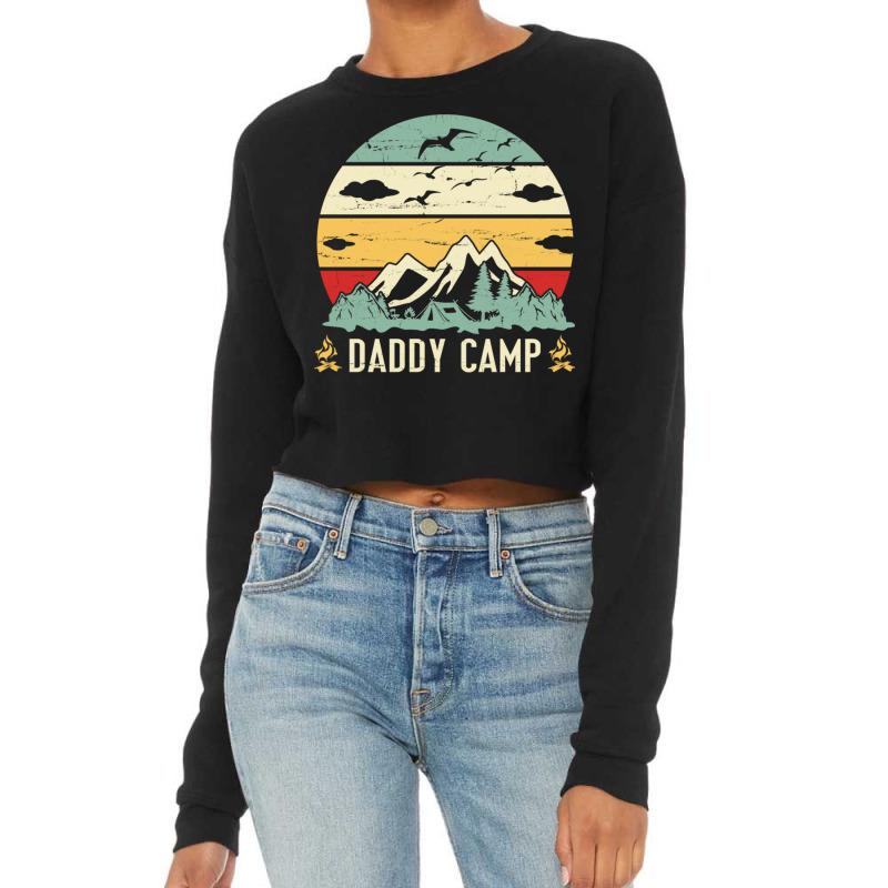 Mountain Tree Campfire Happy Camping Day Daddy Cam Cropped Sweater by DonoArt | Artistshot