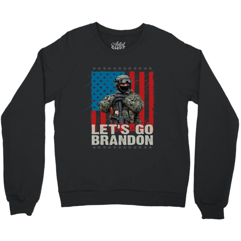 Lets Go Brandon Veteran Soldier American Flag Map Crewneck Sweatshirt | Artistshot