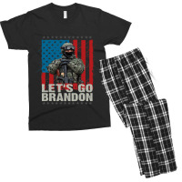 Lets Go Brandon Veteran Soldier American Flag Map Men's T-shirt Pajama Set | Artistshot