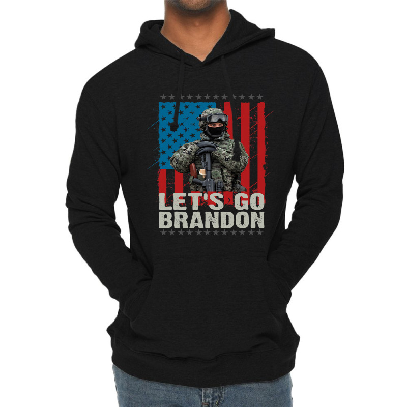 Lets Go Brandon Veteran Soldier American Flag Map Lightweight Hoodie | Artistshot