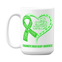 Limited Edition His Fight Is My Fight Ribbon Heart 15 Oz Coffee Mug | Artistshot