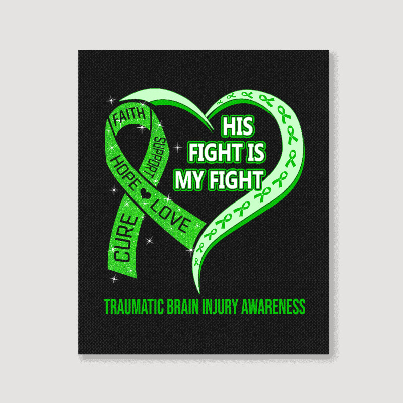 Limited Edition His Fight Is My Fight Ribbon Heart Portrait Canvas Print | Artistshot