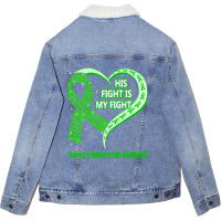 Limited Edition His Fight Is My Fight Ribbon Heart Unisex Sherpa-lined Denim Jacket | Artistshot