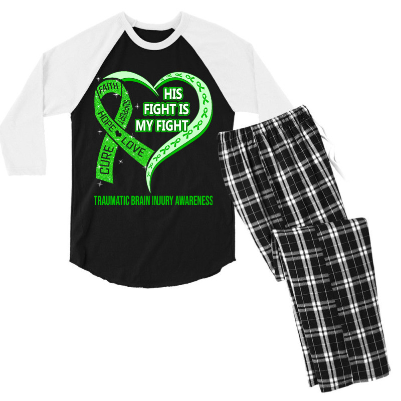 Limited Edition His Fight Is My Fight Ribbon Heart Men's 3/4 Sleeve Pajama Set | Artistshot