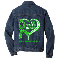 Limited Edition His Fight Is My Fight Ribbon Heart Men Denim Jacket | Artistshot