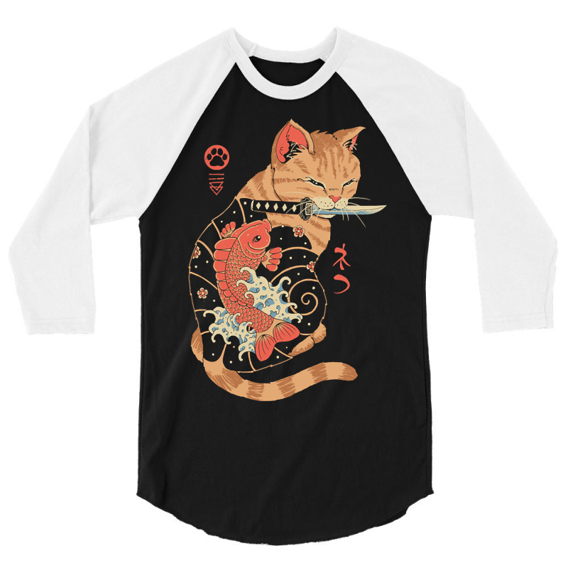 Limited Edition Carp Tattooed Cat 3/4 Sleeve Shirt by centralfantast | Artistshot