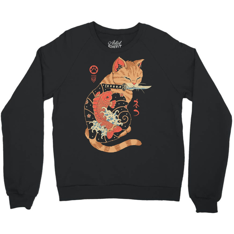 Limited Edition Carp Tattooed Cat Crewneck Sweatshirt by centralfantast | Artistshot