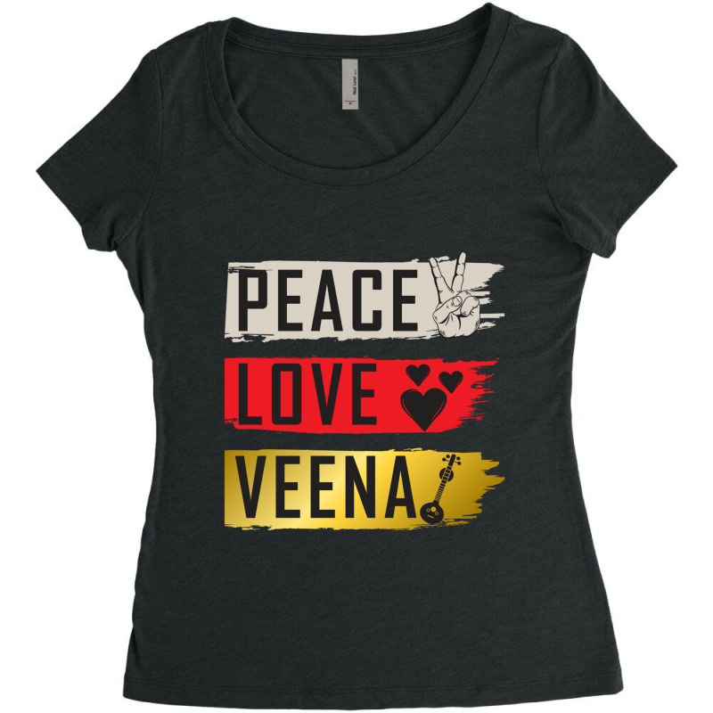 Peace Love Veena Instrument Veena Player Veena Vio Women's Triblend Scoop T-shirt by SusanLynnHartmann | Artistshot