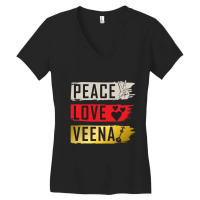 Peace Love Veena Instrument Veena Player Veena Vio Women's V-neck T-shirt | Artistshot