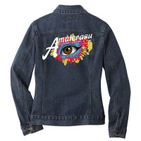 Amaterasu (white Text) Ladies Denim Jacket | Artistshot