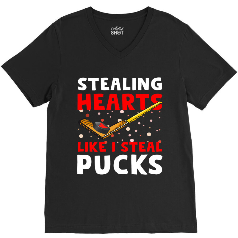 Hockey Stick Stealing Heart Like I Steal Pucks Val V-neck Tee | Artistshot