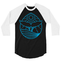 Blue Whale Tail Lineart 3/4 Sleeve Shirt | Artistshot