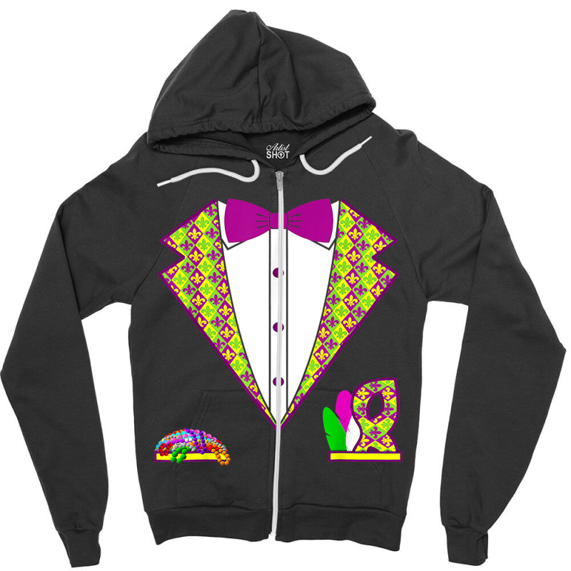 Mardi Gras Tuxedo 2023 Tux Fat Tuesday Party Costu Zipper Hoodie | Artistshot