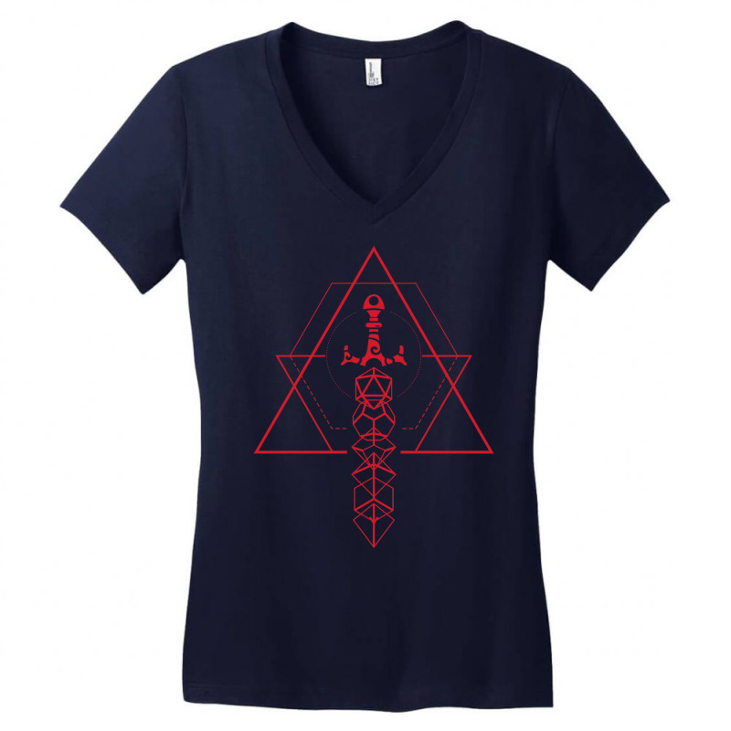 Polyhedral Dice Sword Set Geometric Symbols Women's V-neck T-shirt | Artistshot