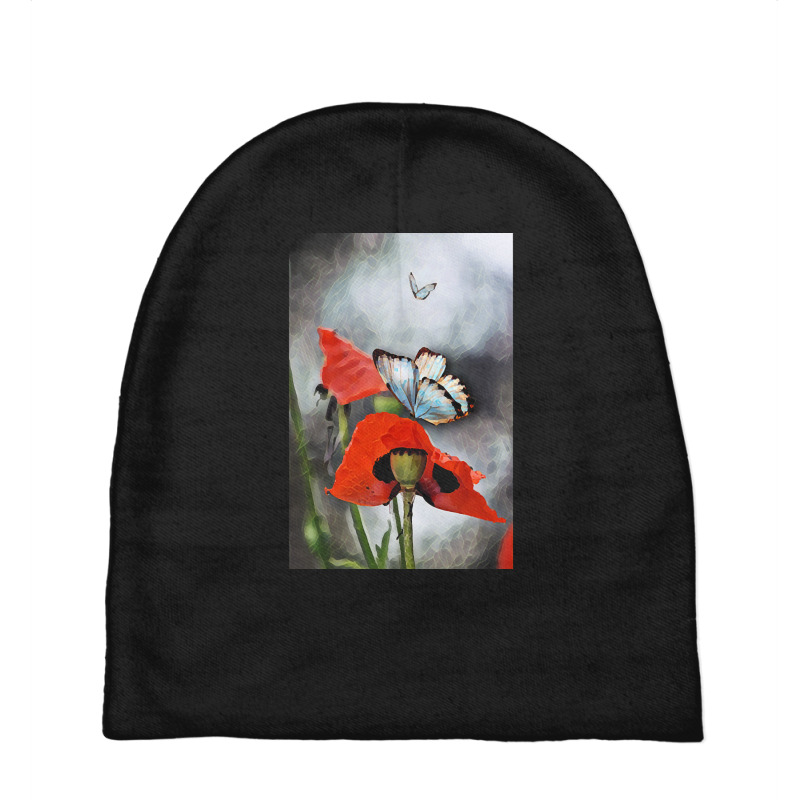 Poppies And Butterflies T  Shirt Poppies And Butterflies T  Shirt Baby Beanies | Artistshot