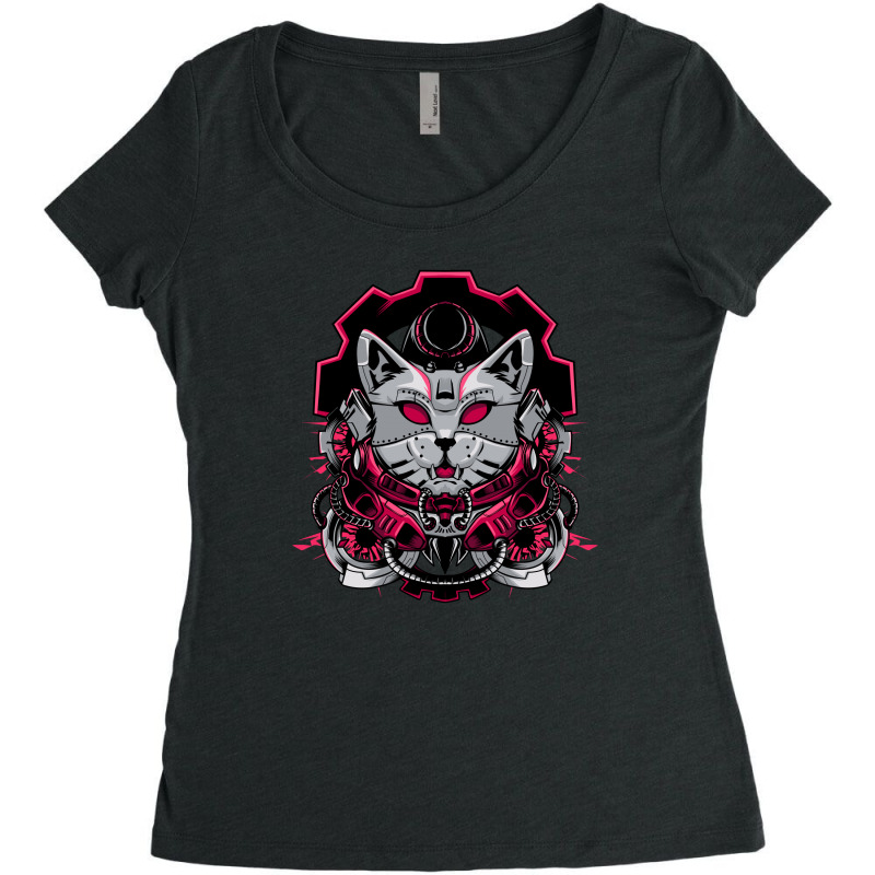 Cyber Cat Women's Triblend Scoop T-shirt by Seratus.studio | Artistshot