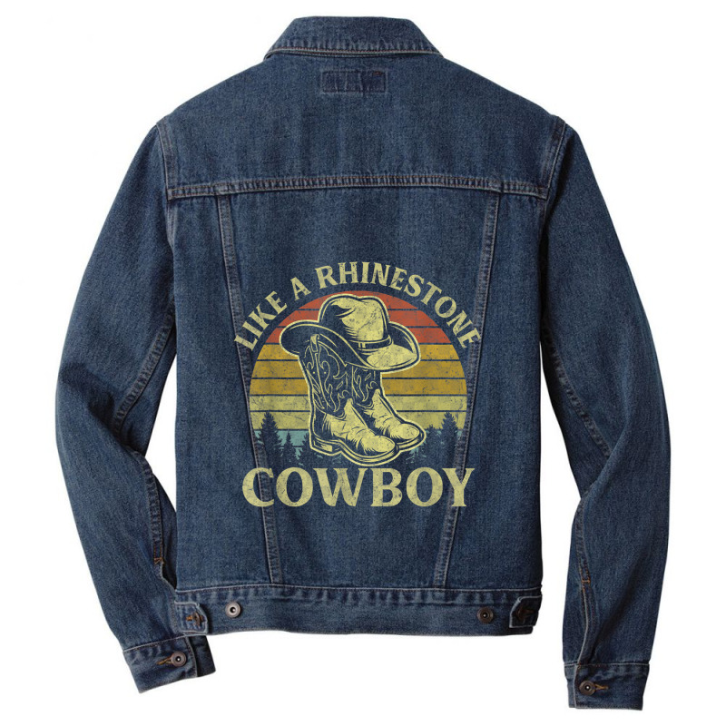 Vintage Like A Rhinestone Cowboy Hat Boots Country Men Denim Jacket by SusanLynnHartmann | Artistshot