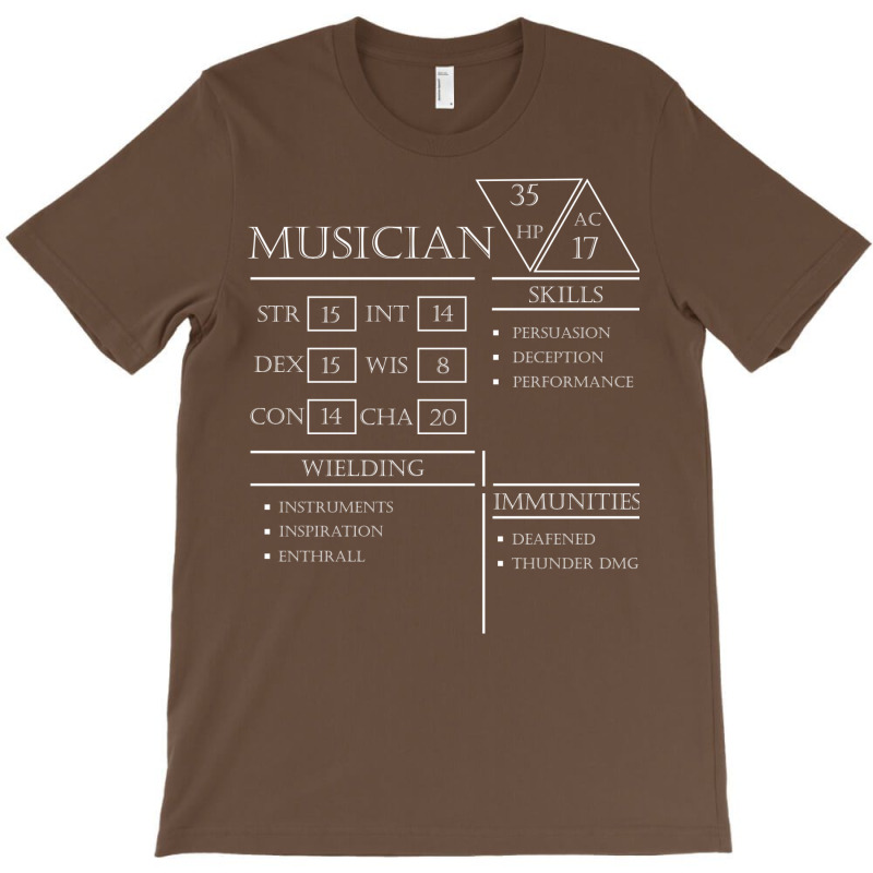 Musician Stats   Character Sheet   White T-shirt | Artistshot