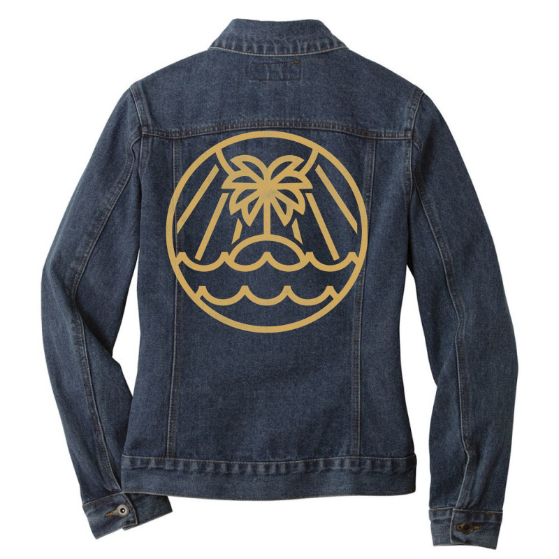 Nature Island Line Art Design Ladies Denim Jacket by anikiesnitsf | Artistshot