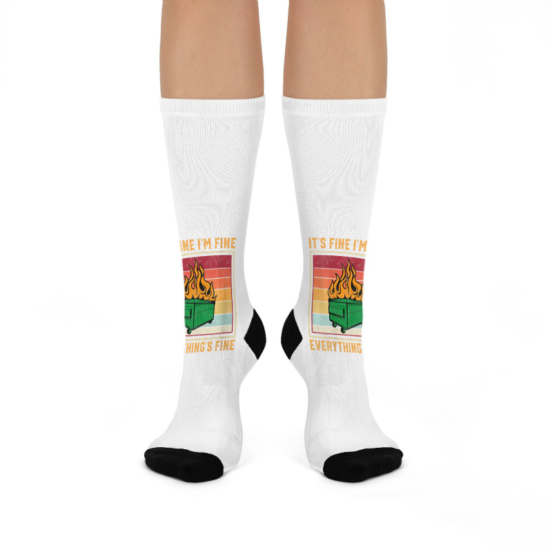 Womens Funny Dumpster Fire Itâ€™s Fine Iâ€ Crew Socks | Artistshot