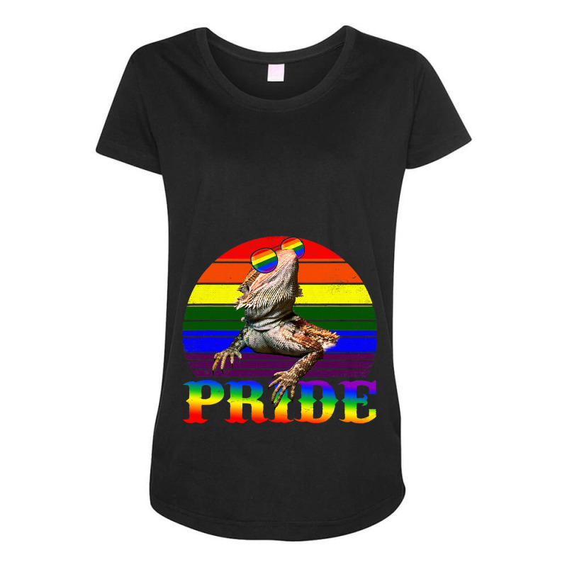 Pride Bearded Dragon Gay Lgbtq Rainbow Flag Retro  Maternity Scoop Neck T-shirt by spreesgomez | Artistshot