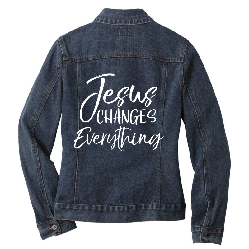 Christian Salvation Baptism Gift Jesus Changes Eve Ladies Denim Jacket by refahnes | Artistshot