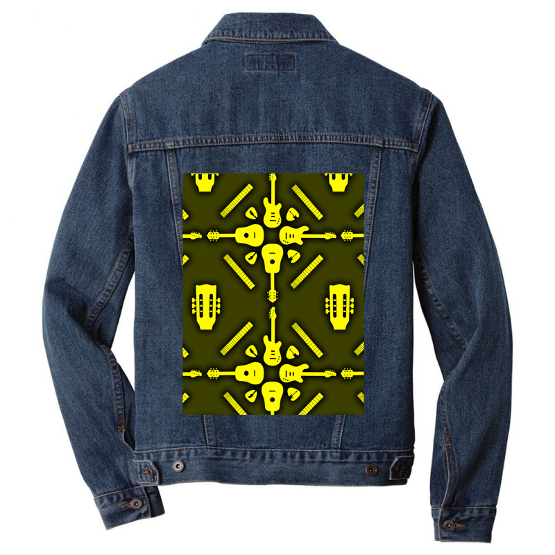 Guitar Yellow Seamless Wallpaper Men Denim Jacket | Artistshot