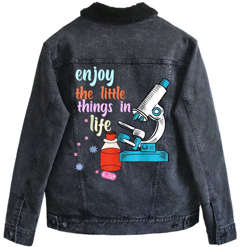 Funny Microscope Microbiologists Biology Nerd Scie Unisex Sherpa-lined Denim Jacket | Artistshot