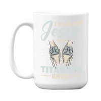 I Run On Jesus And Titanium Knees Design T Shirt 15 Oz Coffee Mug | Artistshot