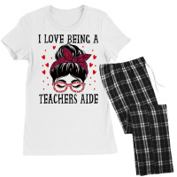 I Love Being A Teachers Aide Messy Bun Hearts Vale Women's Pajamas Set | Artistshot