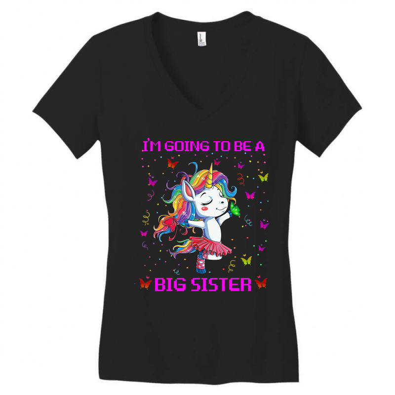 I'm Going To Be A Big Sister 2021 Unicorn T Shirt Women's V-Neck T-Shirt by bettincam | Artistshot