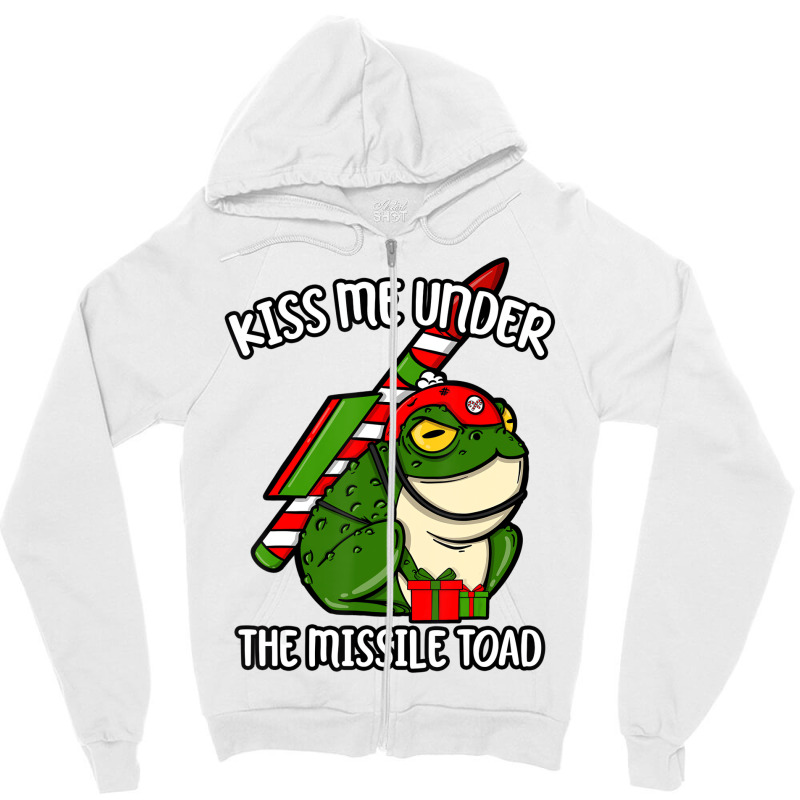 Kiss Me Under The Missile Toad Funny Christmas Hol Zipper Hoodie | Artistshot