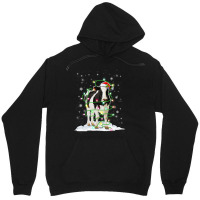 Cow Reindeer Hat Santa Christmas Lights Funny Cow  Unisex Hoodie | Artistshot