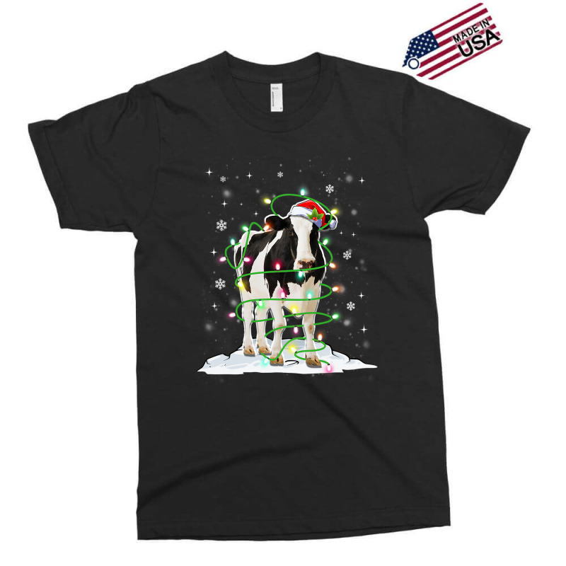 Cow Reindeer Hat Santa Christmas Lights Funny Cow  Exclusive T-shirt | Artistshot