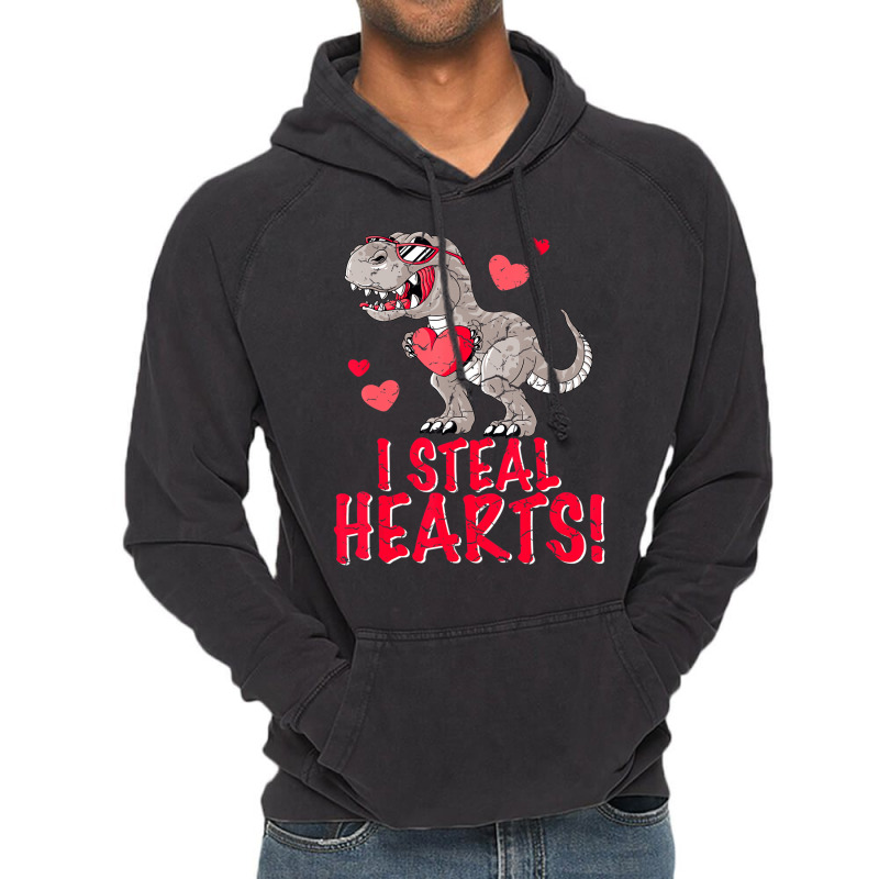 I Steal Hearts Trex Dino Boys Valentines Day Dinos Vintage Hoodie | Artistshot