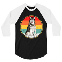 Vintage Retro Sunset Alaskan Malamute Dog T Shirt 3/4 Sleeve Shirt | Artistshot