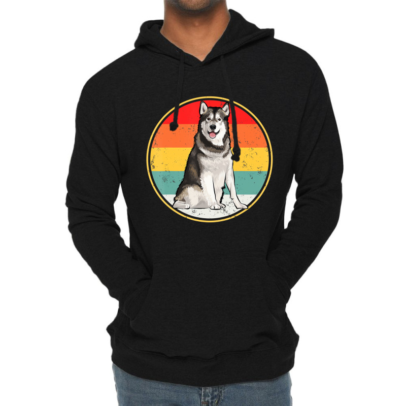 Vintage Retro Sunset Alaskan Malamute Dog T Shirt Lightweight Hoodie | Artistshot