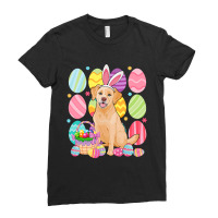 Cute Golden Easter Bunny Ear Colorful Easter Egg B Ladies Fitted T-shirt | Artistshot