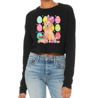 Cute Golden Easter Bunny Ear Colorful Easter Egg B Cropped Sweater | Artistshot