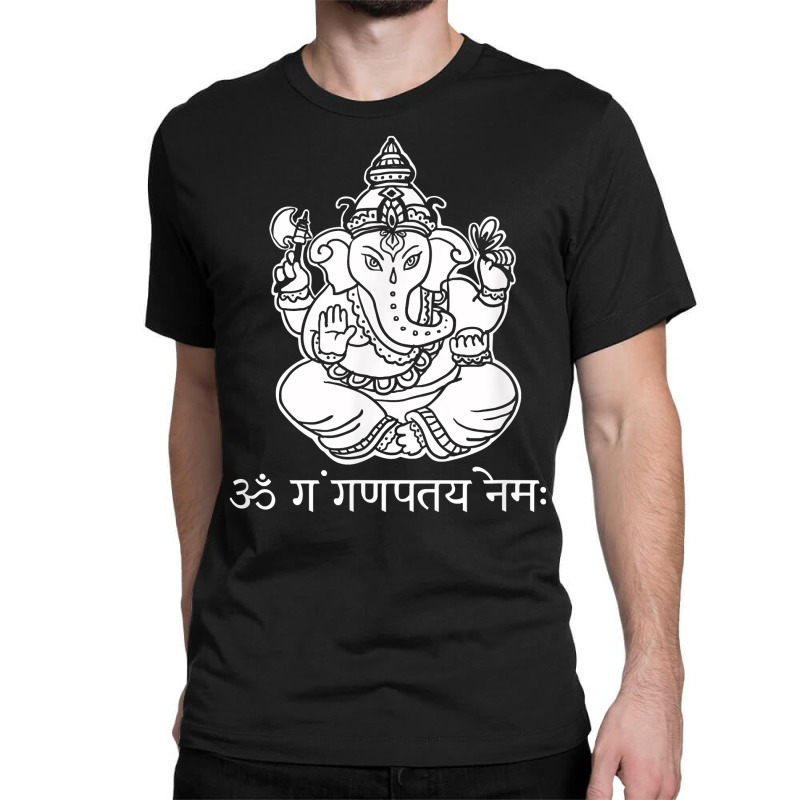 Ganesh T Shirt With Sanskrit Ganesha Mantra Classic T-shirt by ewubea | Artistshot